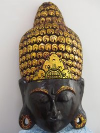 Buddha Maske aus Holz handgeschnitzt